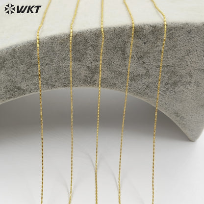 WT-JFN50 Top Quality Simple Classic 18K Gold Electroplated Yellow Brass Metal Fine Handmade Little Long Beads Chain Necklace