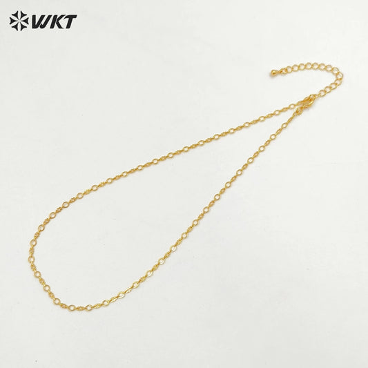 WT-BFN031 WKT Delicate Necklace for Women 18 Inches Classic Gold Plated Yellow Brass Chain Luxury Jewelry Gifts Lobster Clasp