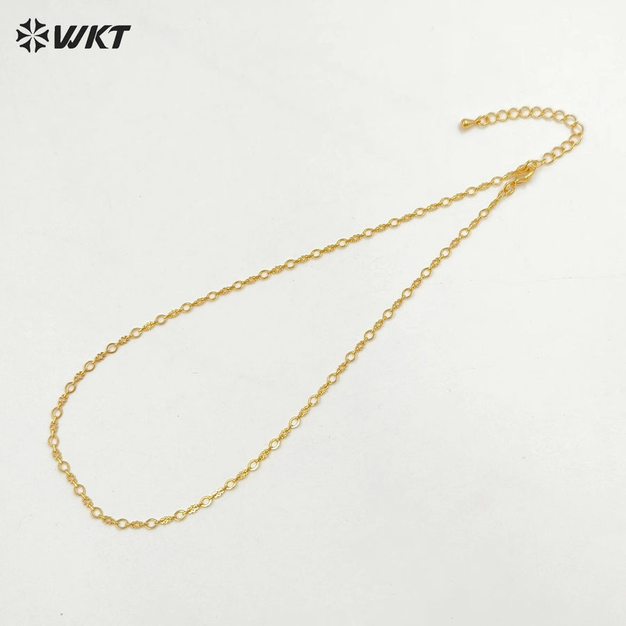 WT-BFN031 WKT Delicate Necklace for Women 18 Inches Classic Gold Plated Yellow Brass Chain Luxury Jewelry Gifts Lobster Clasp