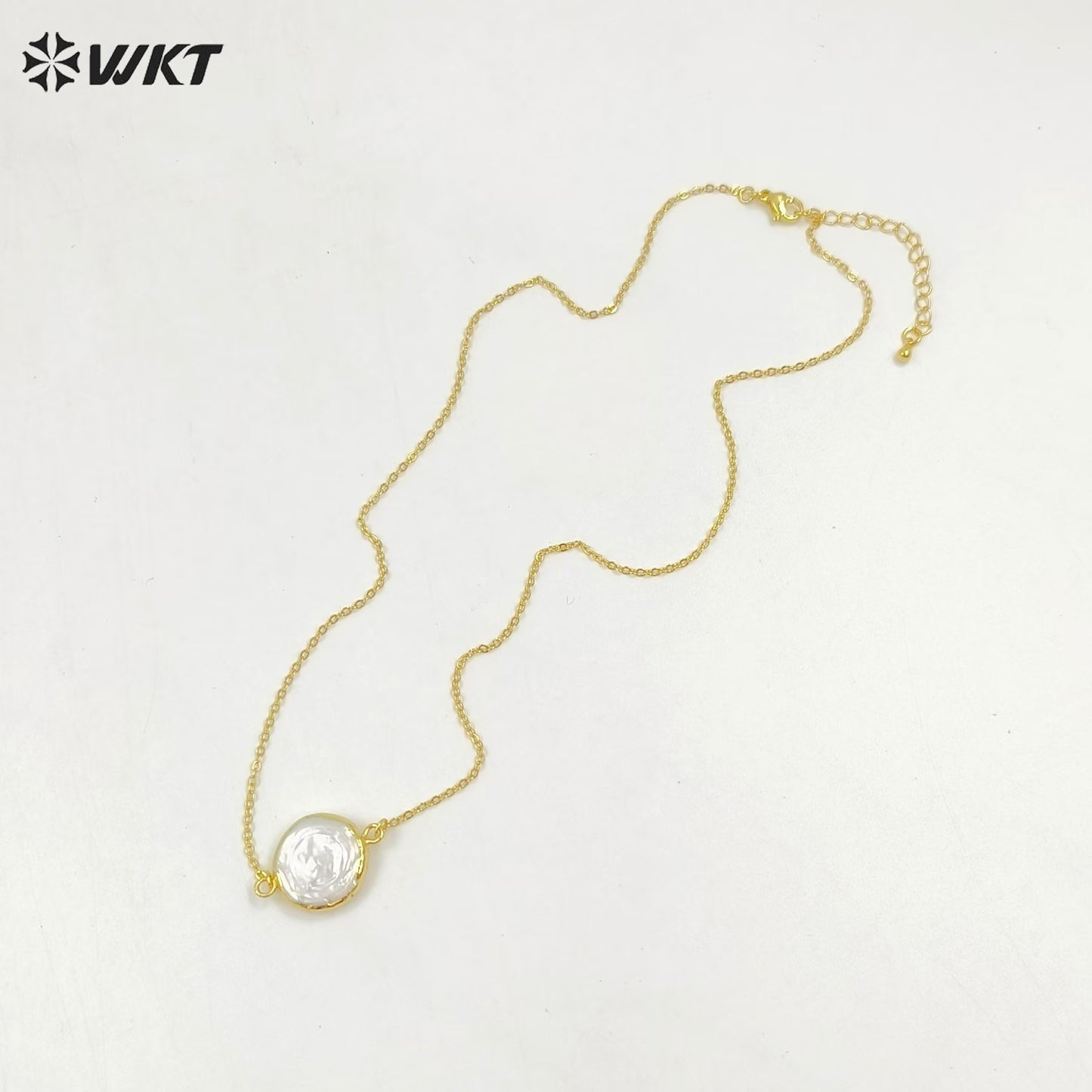 WT-N821 High Quality Connector Pearl Necklace Jewelry,Double Loops Natural Pearl Necklace Connector Necklace for Women