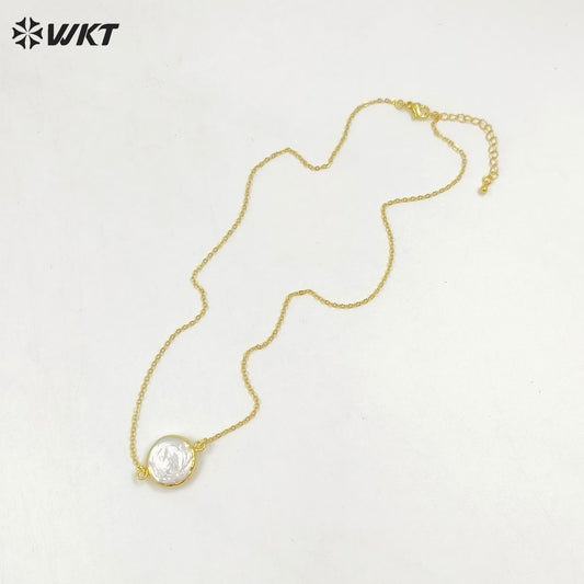 WT-N821 High Quality Connector Pearl Necklace Jewelry,Double Loops Natural Pearl Necklace Connector Necklace for Women
