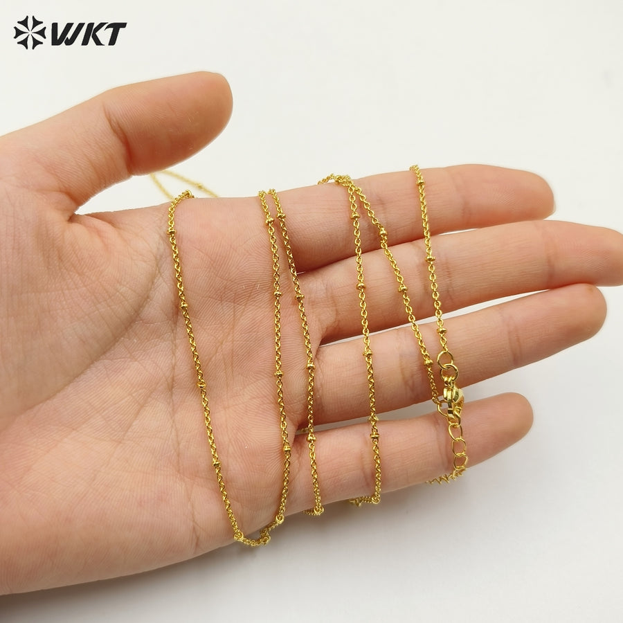 WT-BFN026 WKT Best Lovely Style Chain Necklace Men Women Gold Color Long Jewelry for Party Gift Collar Choker Beads Chain