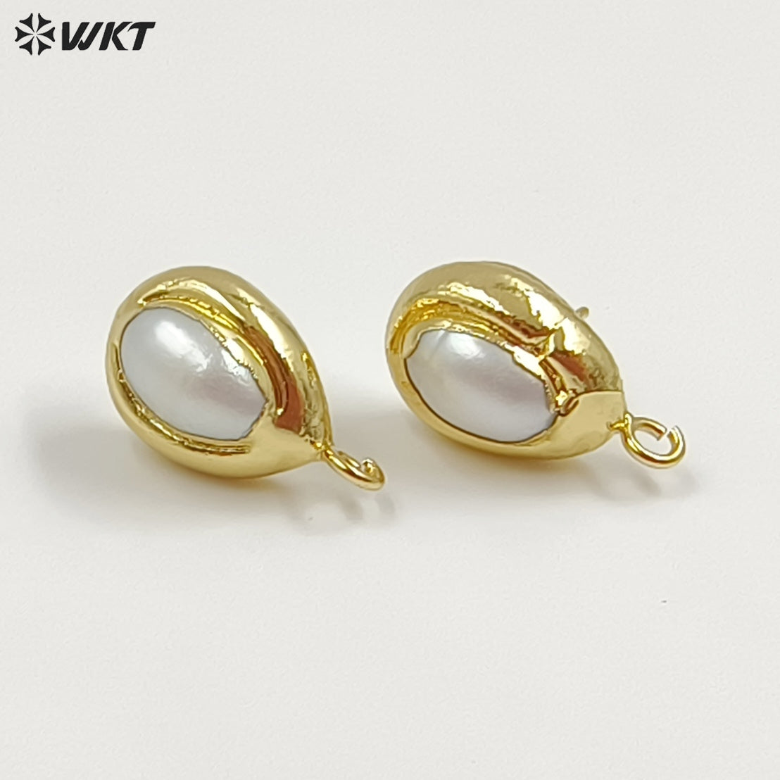 WT-EHP103 Wholesale Samll Gold Plated Natural Freshwater Pearl With Hoops Waterdrop Shape Earrings Findings For Jewelry DIY