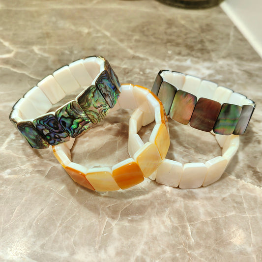 MPB136 Wonderful Design Vintage Style Natural White Yellow And Abalone Shell Bracelets For Men Women Daily Wearing Jewelry