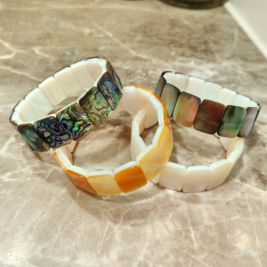 MPB136 Wonderful Design Vintage Style Natural White Yellow And Abalone Shell Bracelets For Men Women Daily Wearing Jewelry