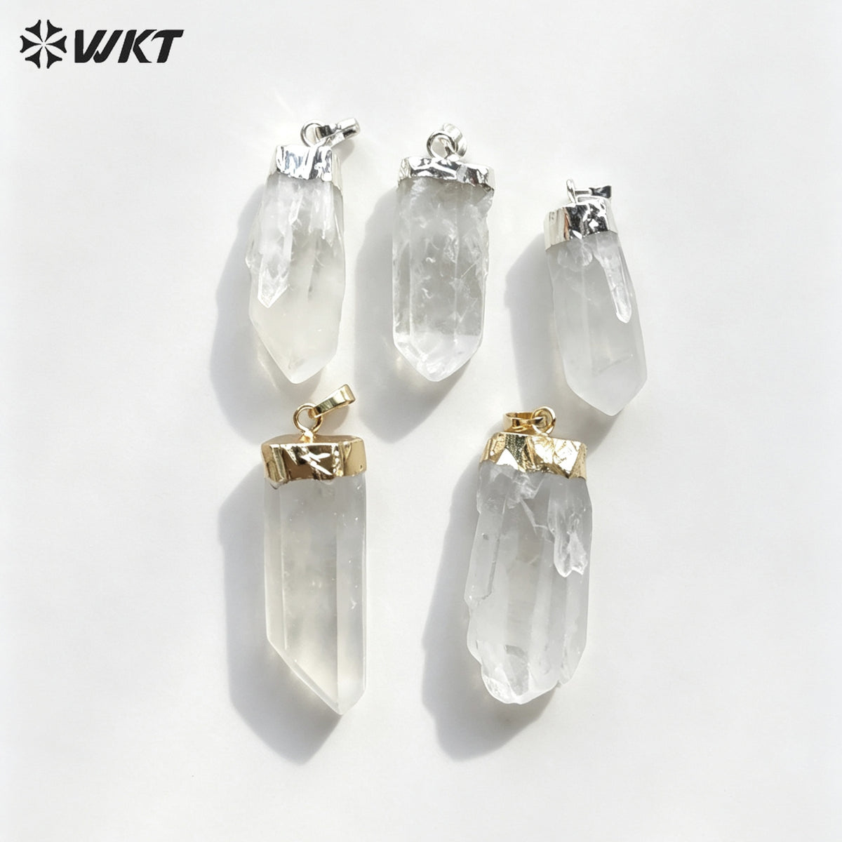 WT-P968 Exclusive Crystal Point Pendant Wholesale,Natural Crystal Point Pendant Crystal Stone with Gold Electroplated
