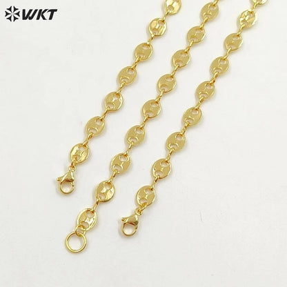 WT-B573 Wholesale New Fashion Real Gold Electroplated Coffee Bean Shape Chain Bracelet Unique Punk Style Simple Metal Bracelet