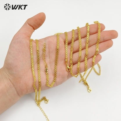 WT-JFN71 Minimalism Style 17Inch Gold Electroplated Yellow Brass Metal Chain Necklace For Unisex Matching Pendant Wearing