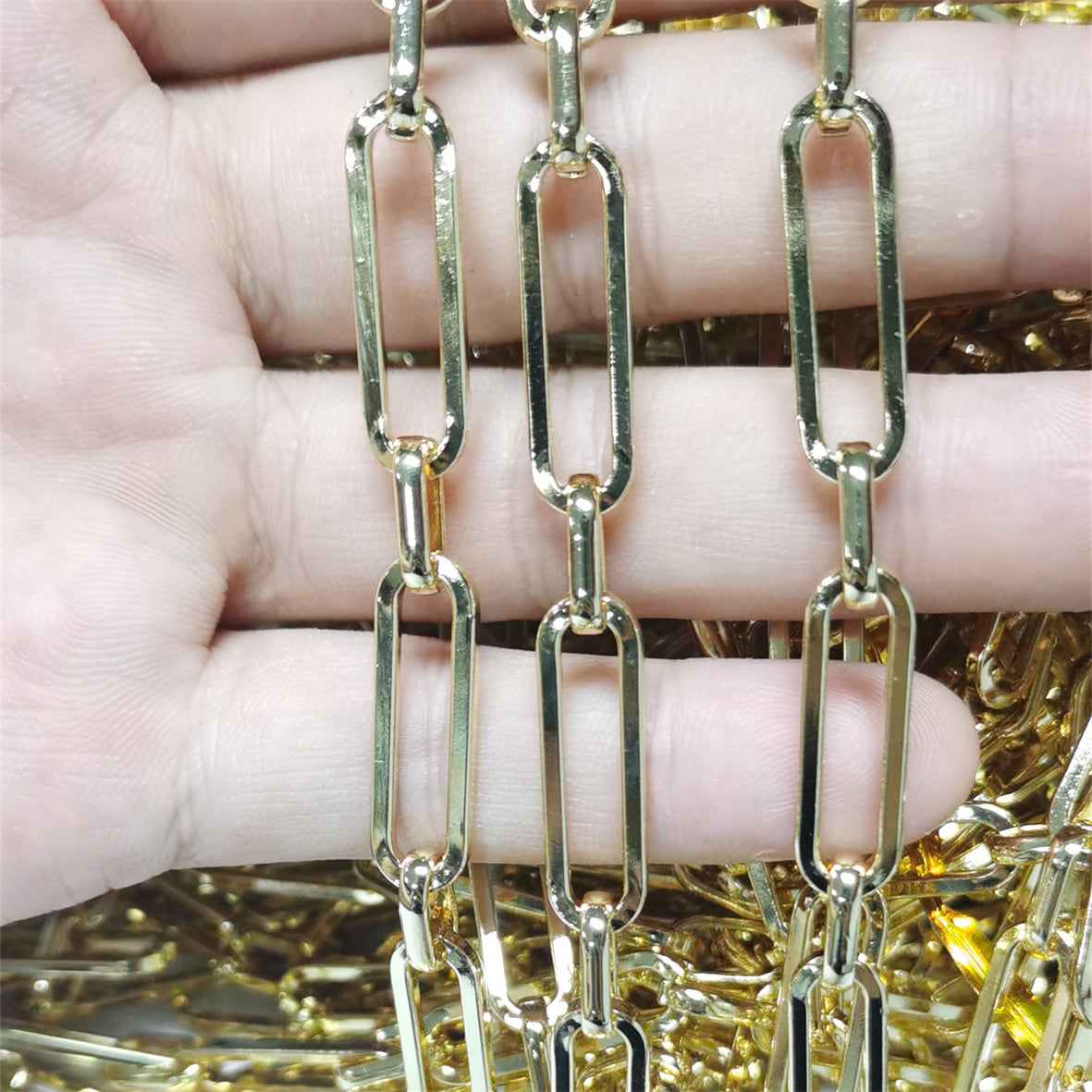WT-BC174 WKT Wholesale Jewelry Chain 18K Gold Delicate Rectangular Mosaic Spiral Circle Shape Beautiful Chain for DIY