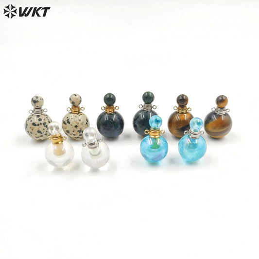WT-P1930 Fashion Design Trendy New Precious Knife Shaped Colorful Stone Crystal Quartz Perfume Bottle Pendants
