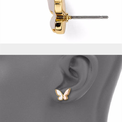 MPE032 Charming Women Gift Stud Earrings White Shell With Gold Electroplated MOP Earrings Push-Back Style butterfly Earrings