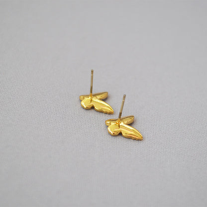 MPE032 Charming Women Gift Stud Earrings White Shell With Gold Electroplated MOP Earrings Push-Back Style butterfly Earrings