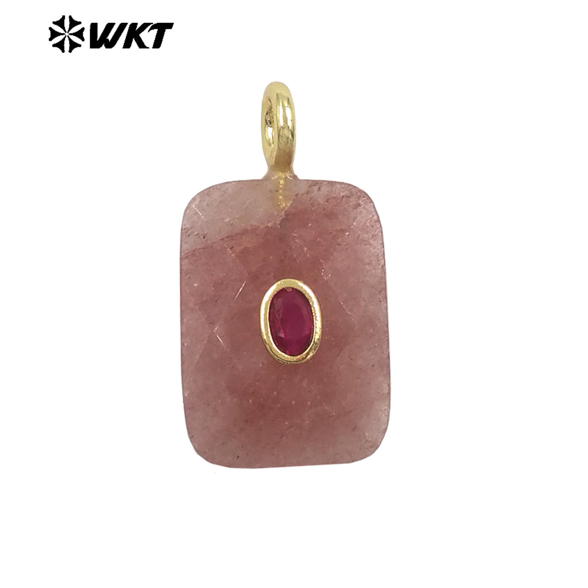 WT-P2107 High Quality Colorful Zircon And Natural Gemstone Faceted Rectangle Pendants As Women Simple Jewelry Accessories