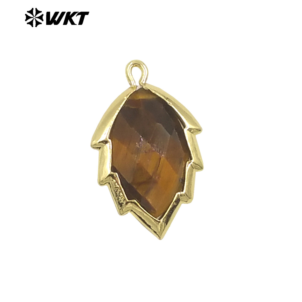 WT-P1990 Simple and Small Natural Multi-Type Gemstone 18K Gold Plated Delicate Leaf Shape Pendant Unisexes Jewelry DIY Necklace