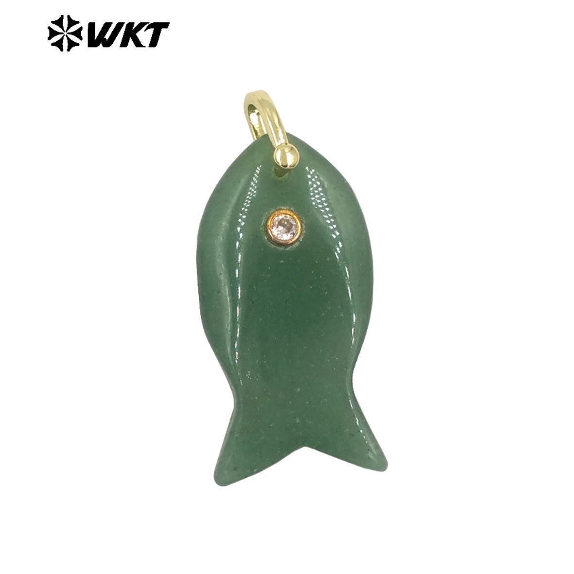 WT-P2088 Popular Interesting Style Zircon And Natural Gemstones Fish Shape Gold Pendant As Female Jewelry DIY Accessories