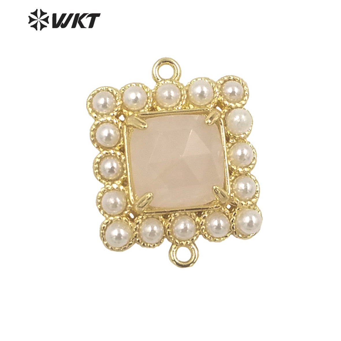 WT-PC004 Wholesale Fashion Gold Double Loops Natural Square Claw Setting Gemstone Connectors for DIY Jewelry Findings