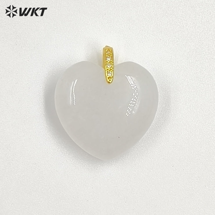 WT-P2125 Gorgeous Fashion Colorful Natural Gemstones Heart Shape Gold Pendants For Female Romantic Necklace Making Design