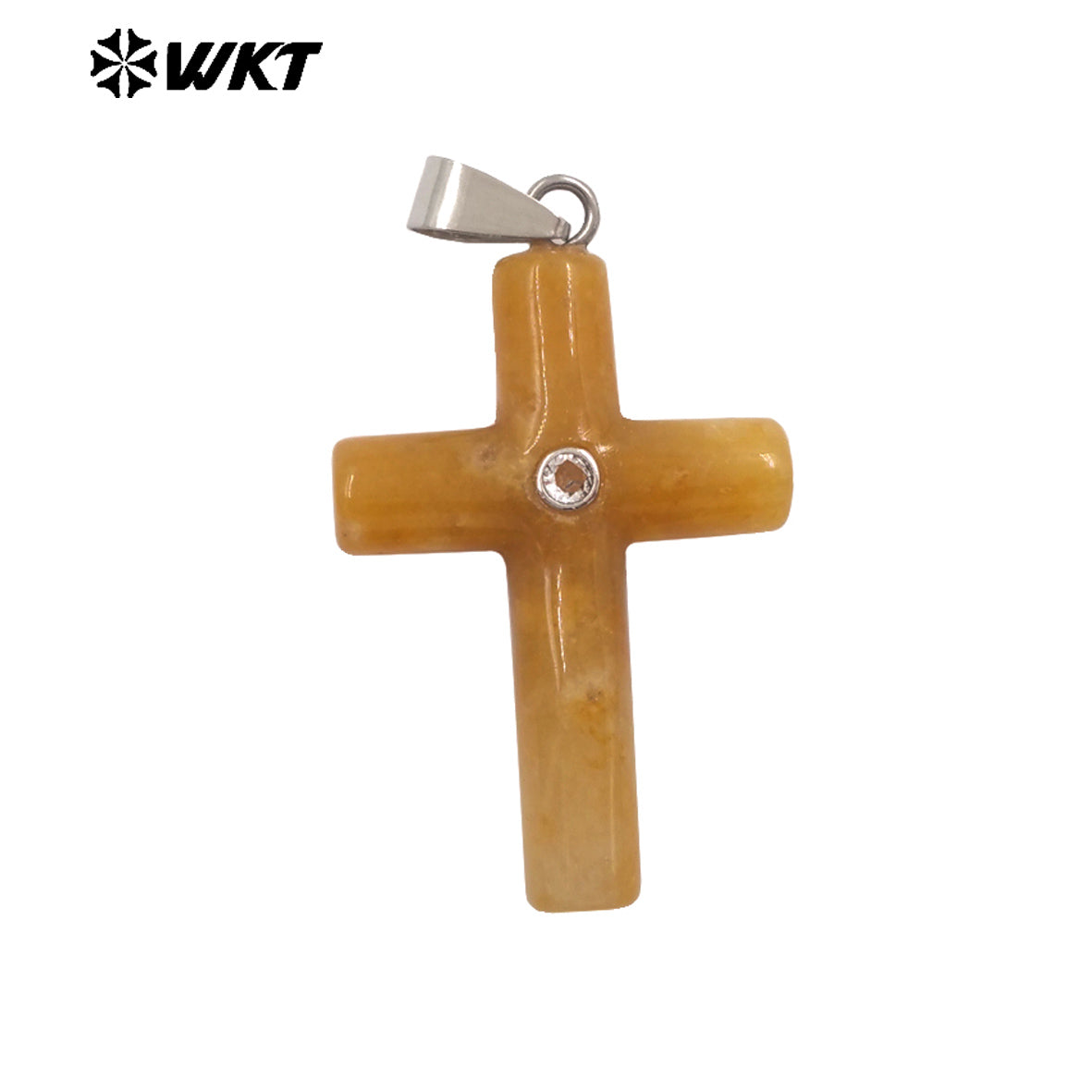 WT-P2070 Religious Style Silver Plated Zircon And Multi Natural Gemstones Cross Pendants As Boy Girl Handmade Jewelry Making
