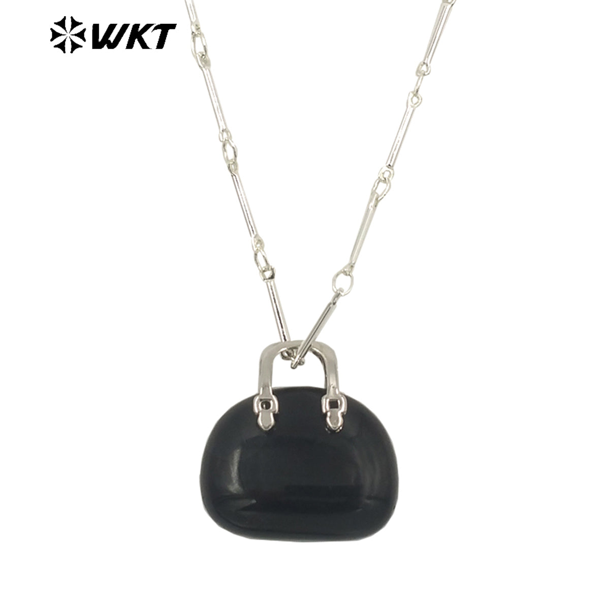 WT-N1362 Cute Handbag Shape Crystal Clear Natural Colored Gemstone Necklace Ladies Jewelry Necklace Gemstone Necklace