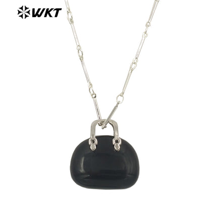 WT-N1362 Cute Handbag Shape Crystal Clear Natural Colored Gemstone Necklace Ladies Jewelry Necklace Gemstone Necklace