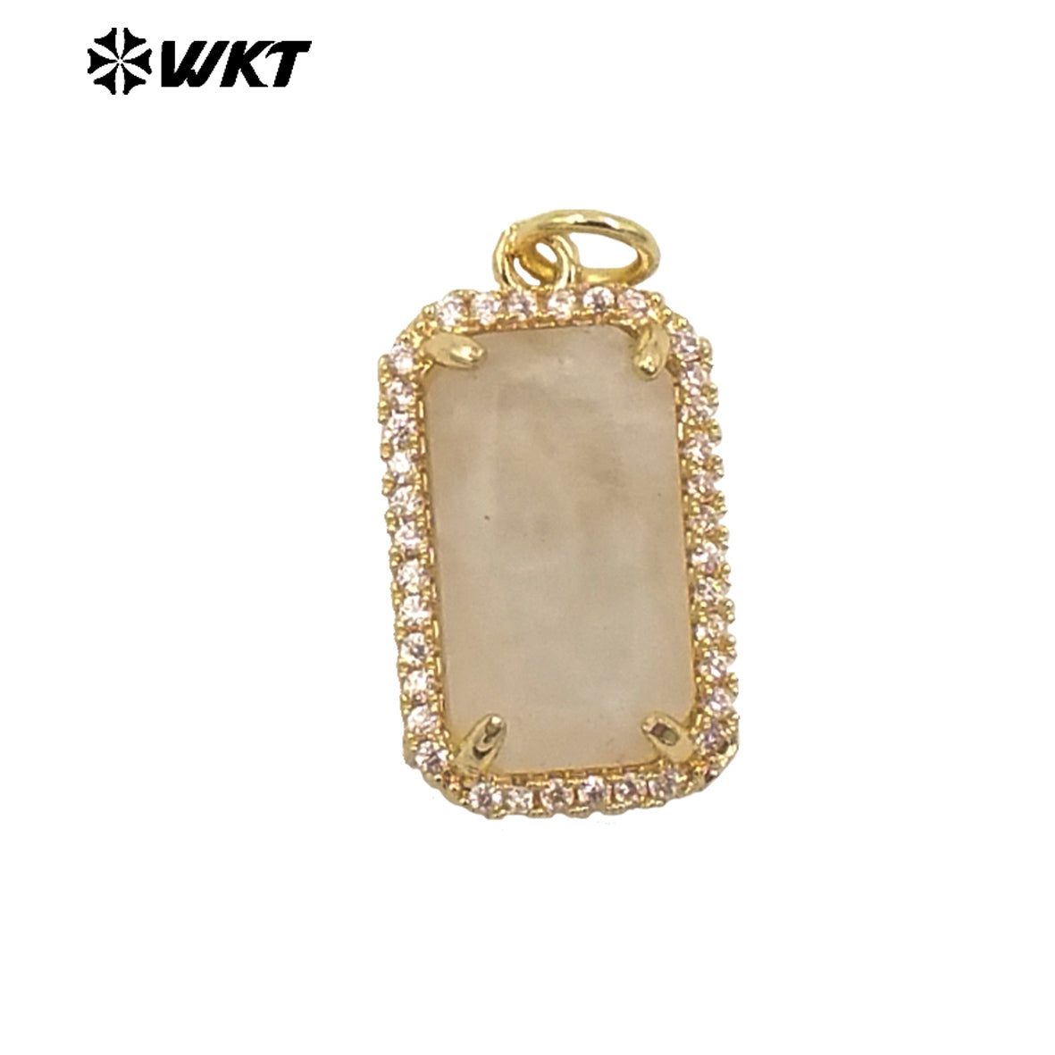 WT-P1973 Wholesale Fashion Gold Plated Cubic Zircon With Prong Setting Long Square Sun Stone Lady Jewelry Pendants
