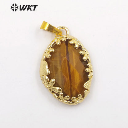 WT-P1925 Fashion Design Trendy New Precious Colorful Gemstone Oval Shaped Amazonite Amethyst Gemstone Pendants