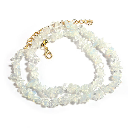 WT-N1438 45cm+5cm Extend Chain Long Gemstone Casual Long Statement Necklace Natural Chips Stone Necklace