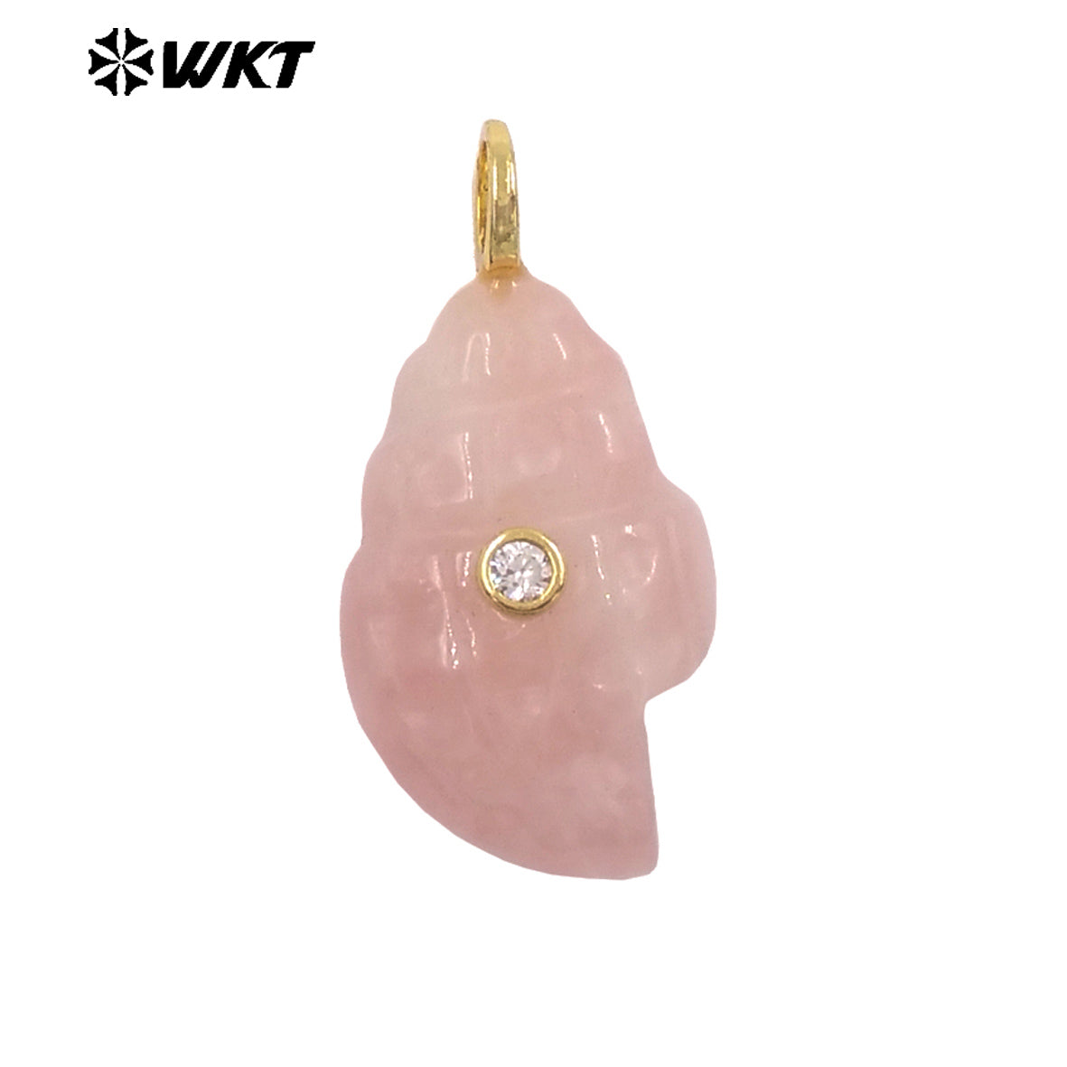 WT-P2122 Popular Lovely Style Natural Gemstones And Zircon Conch Shape Pendants For Handmade Earrings DIY Accessories