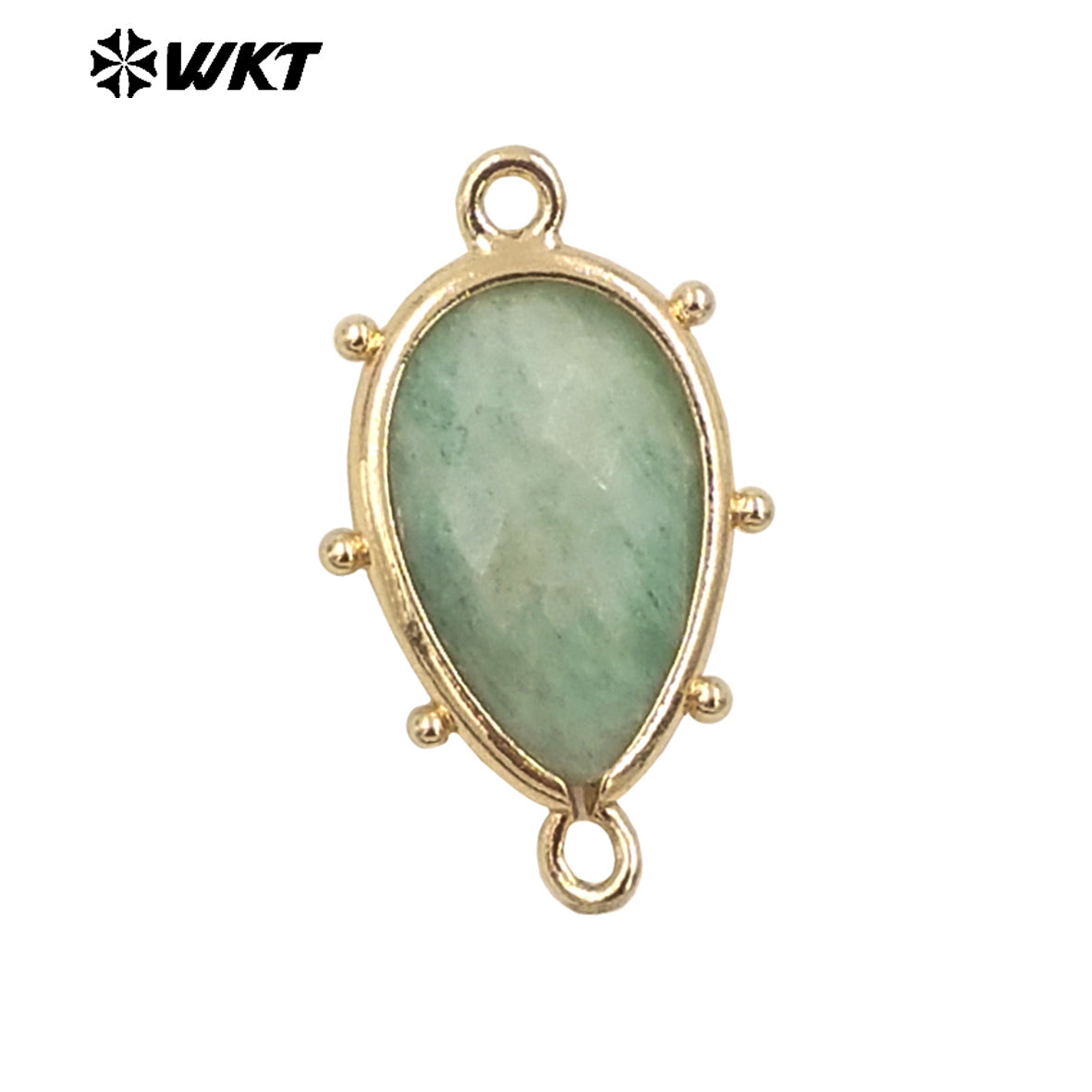 WT-C329 WKT Spring Series Candy Color Lovely Small Teardrop Natural Sun Stone Bracelet Connectors for DIY Jewelry Making