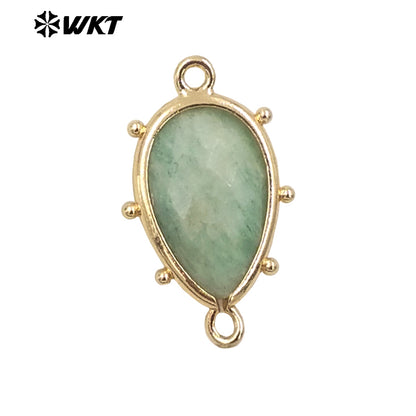 WT-C329 WKT Spring Series Candy Color Lovely Small Teardrop Natural Sun Stone Bracelet Connectors for DIY Jewelry Making