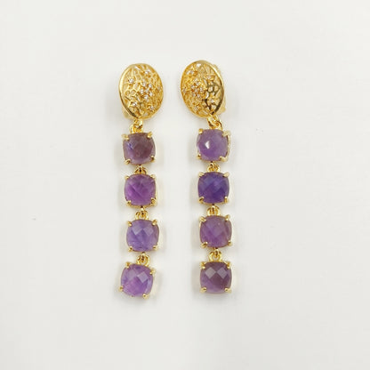 WT-E737 Amazing Colorful Elegant Natural Gemstone Long Charming Earrings Women Pendant Earrings