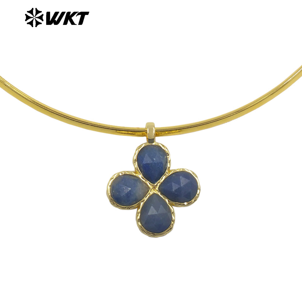 WT-N1527 Exquisite Lovely Gold Plated Vicious Natural Gemstones Little Flower Shape Necklace Choker For Lady Party Wearing