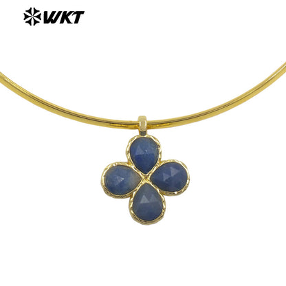 WT-N1527 Exquisite Lovely Gold Plated Vicious Natural Gemstones Little Flower Shape Necklace Choker For Lady Party Wearing