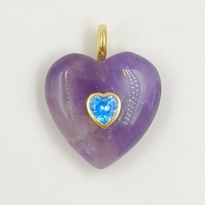 WT-P2059 Factory Wholesale Gold Zircon And Natural Gemstones Heart Shape Pendants As Girls Romantic Jewelry Decorations