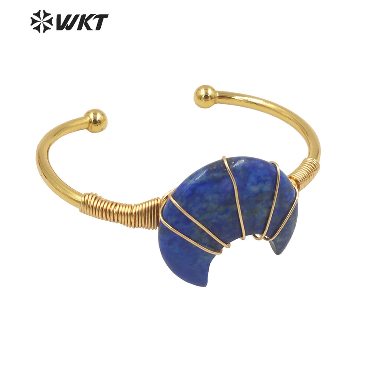 WT-B604 Natural Stone Bangles Delicate Crescent Stone Bangles Opening Adjustable Charming Bamgles Natural Gemstone Bangles