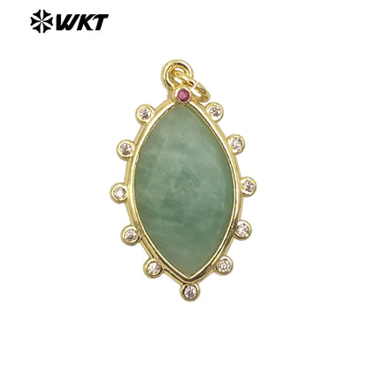 WT-P1975 Europe Delicate Kinds of Gemstone Tiger Eye With Cubic Zircon Setting Charming Jewelry Stone Pendant