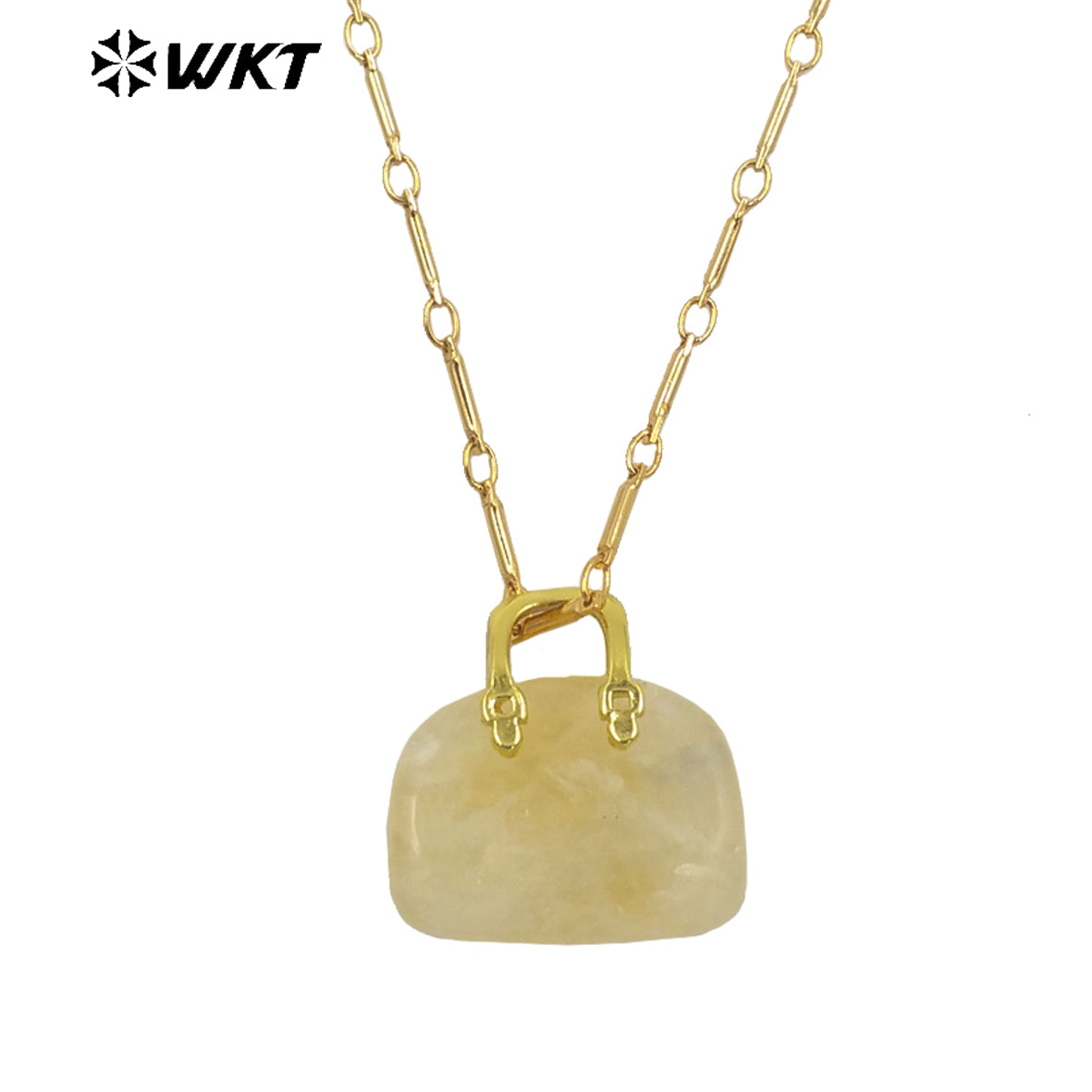 WT-N1362 Cute Handbag Shape Crystal Clear Natural Colored Gemstone Necklace Ladies Jewelry Necklace Gemstone Necklace