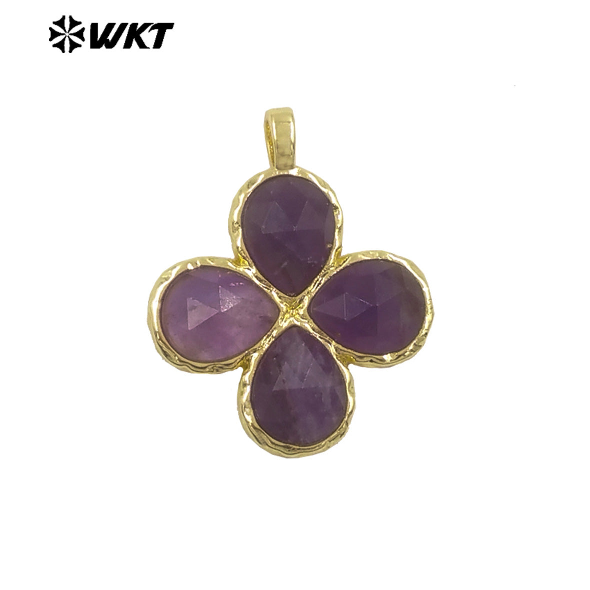 WT-P2090 Gorgeous 18K Gold Plated Multi Colors Natural Gemstone Little Flower Shape Charms Pendant As Lady Earring Accessory