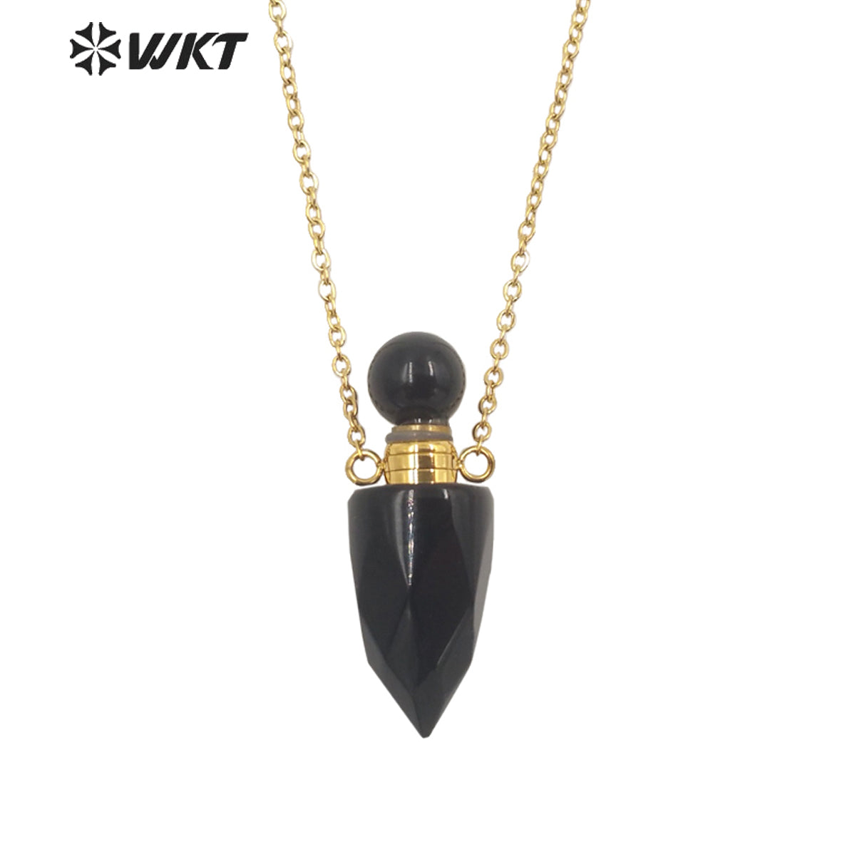 WT-N1372 Perfume Bottle Pendant Color Stone Necklace Temperament Texture Women Gifts Jewelry Necklace Natural Stone Necklace