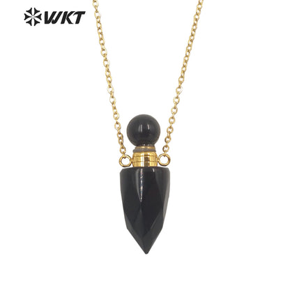 WT-N1372 Perfume Bottle Pendant Color Stone Necklace Temperament Texture Women Gifts Jewelry Necklace Natural Stone Necklace