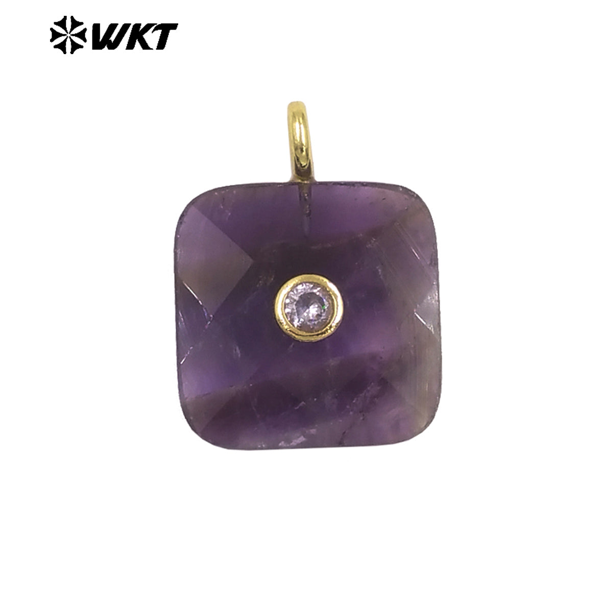 WT-P2089 Factory Wholesale Colorful Zircon And Natural Gemstone Square Gold Pendant For Handmade Jewelry Design Findings