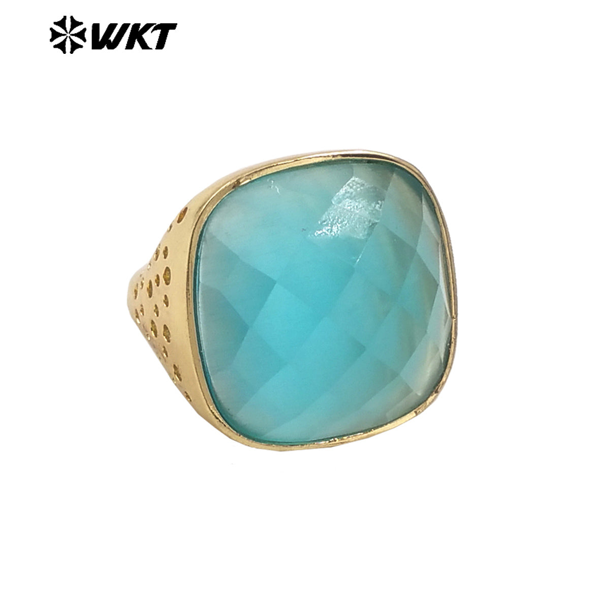 WT-R517 Wholesale Newest Spring Design Colorful Faceted Cat Eye Stone Square Unisex Ring for Party Jewelry
