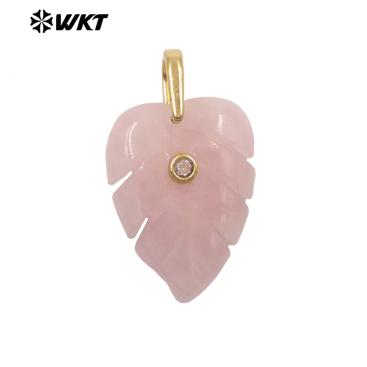 WT-P2141 Wonderful Zircon And Multi Colors Natural Gemstones Hand Carved Leaf Shape Gold Pendants For Lady Earrings DIY