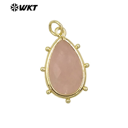 WT-P1974 Wholesale Fashion Tiny Gold Plated Teardrop Natural Faceted Precious Gemstone Lapis Attractive Eye Charms