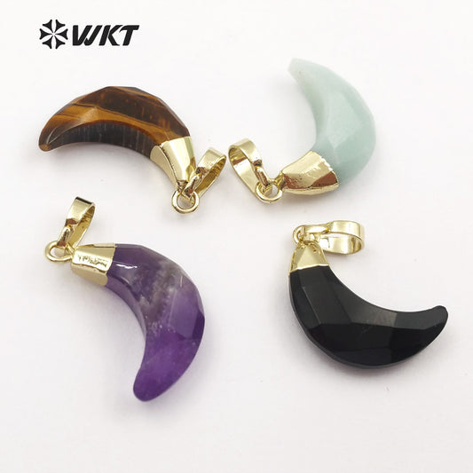WT-P1386 Wholesale Fashion Design New Arrival Multi Color Elegant Natural Moon Stone Women Metal Silver Plated Jewelry Pendant