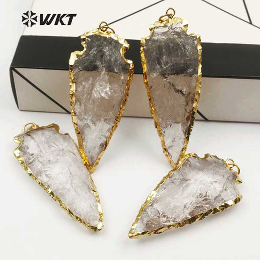 WT-P1377 Natural Crystal Stone Pendant Classic Design Style Pendant Gold Plated Pendant the Leaf Type