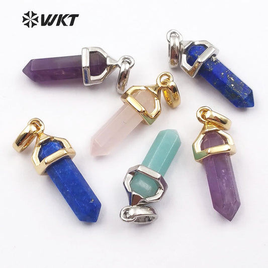 WT-P1387 Wholesale 5pcs Trendy Natural Elegant in 24k Gold Electroplated for Women Jewelry Making Crystal Stone Pendant
