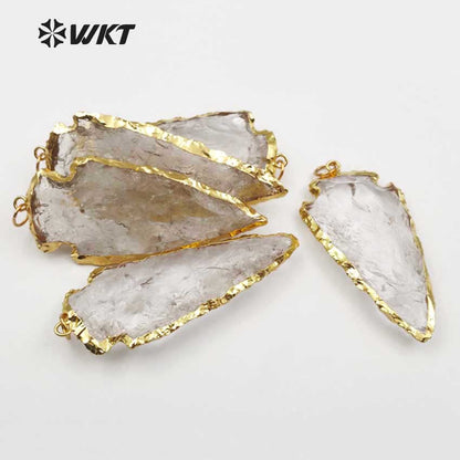 WT-P1377 Natural Crystal Stone Pendant Classic Design Style Pendant Gold Plated Pendant the Leaf Type