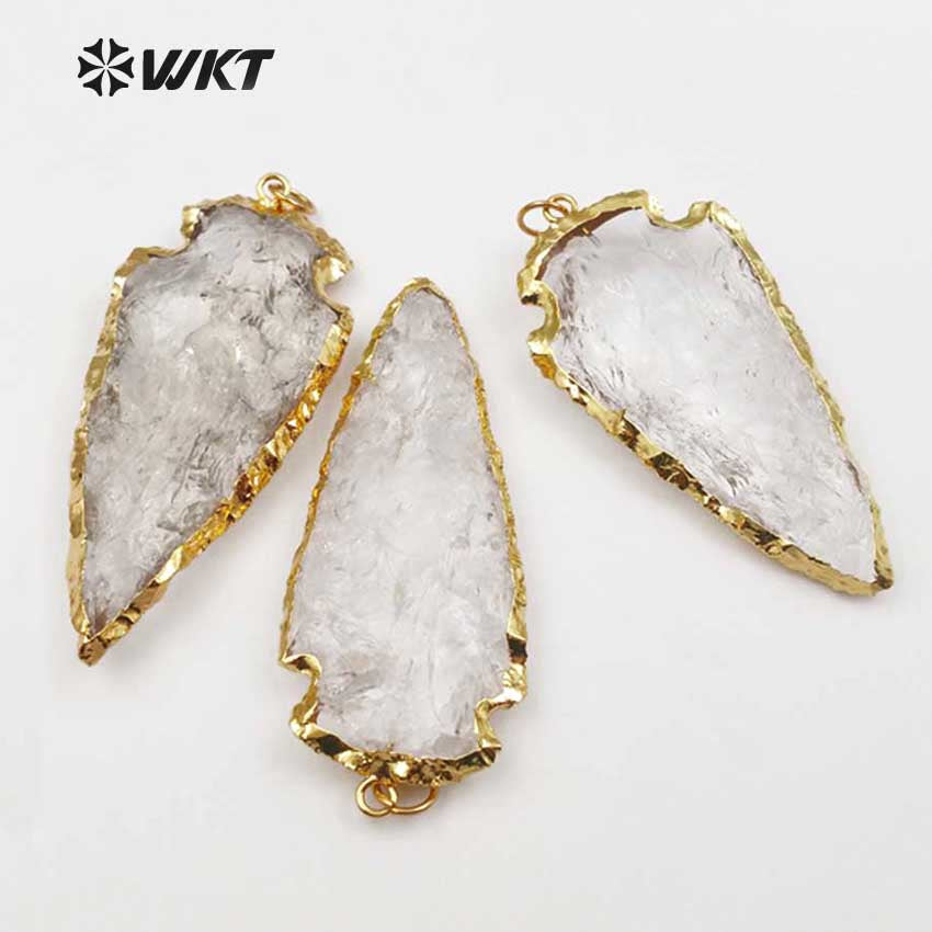 WT-P1377 Natural Crystal Stone Pendant Classic Design Style Pendant Gold Plated Pendant the Leaf Type