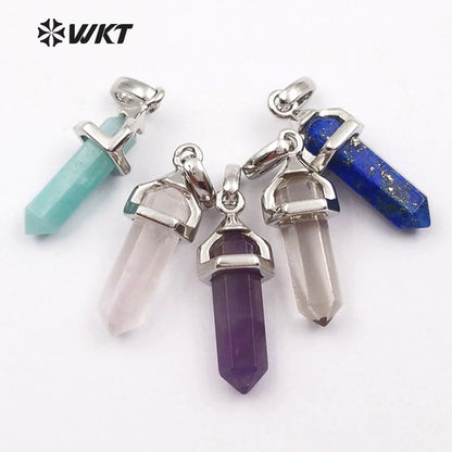 WT-P1387 Wholesale 5pcs Trendy Natural Elegant in 24k Gold Electroplated for Women Jewelry Making Crystal Stone Pendant